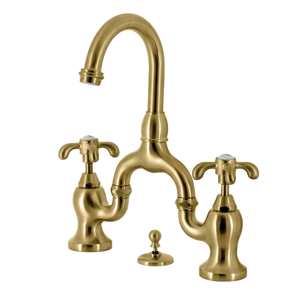 French Country Bridge Bathroom Faucet in Brushed Brass