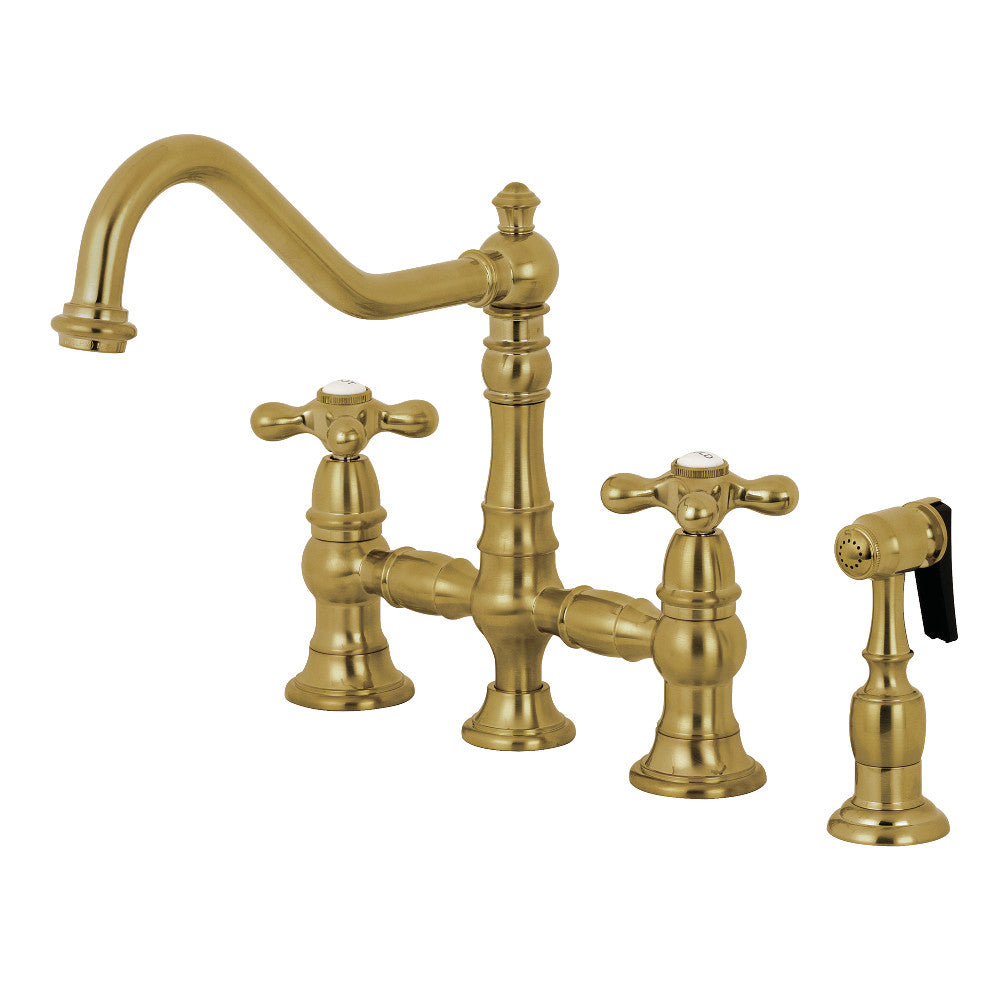 Restoration Bridge Kitchen Faucet in Brushed Brass