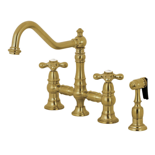 Restoration Bridge Kitchen Faucet in Brushed Brass