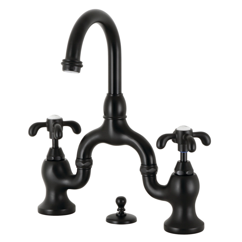 French Country Bridge Bathroom Faucet in Matte Black