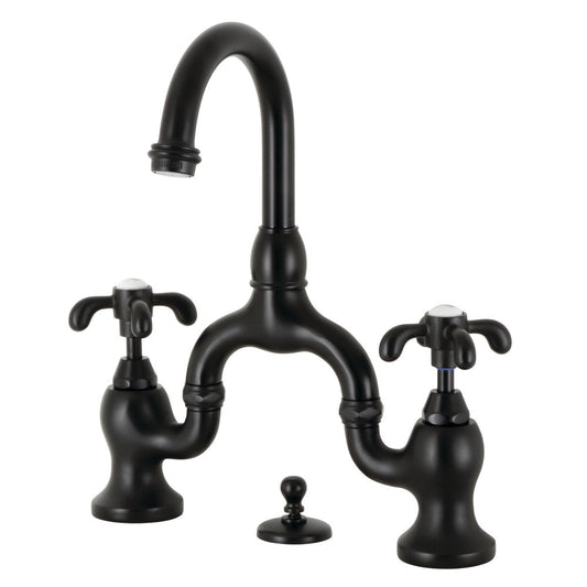 French Country Bridge Bathroom Faucet in Matte Black
