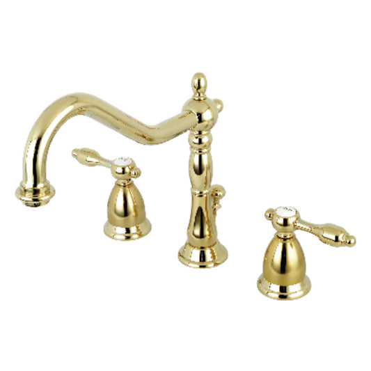 Tudor Widespread Bathroom Faucet in Polished Brass