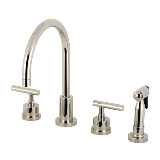 Manhattan Widespread Kitchen Faucet in Polished Nickel