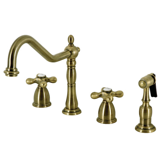 Heritage Widespread Kitchen Faucet in Antique Brass
