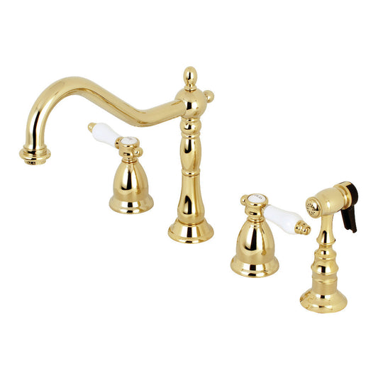 Bel-Air Widespread Kitchen Faucet in Polished Brass