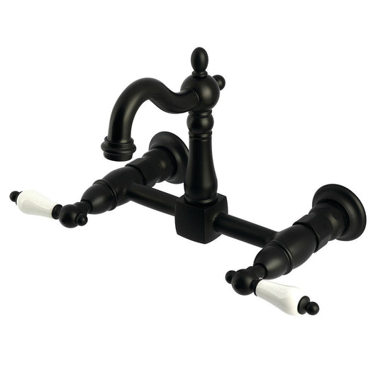 Heritage Wall Mount Kitchen Faucet in Matte Black