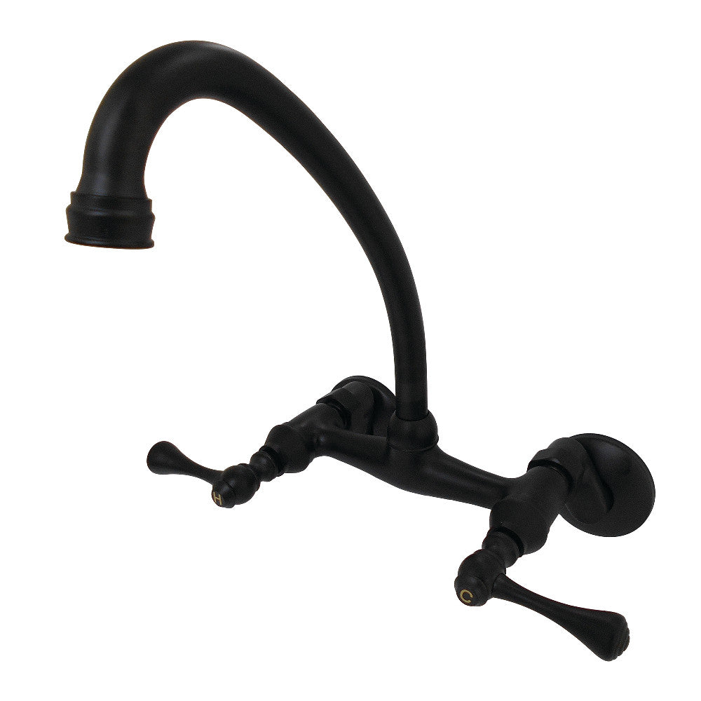 Kingston Wall Mount Kitchen Faucet in Matte Black