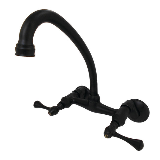 Kingston Wall Mount Kitchen Faucet in Matte Black