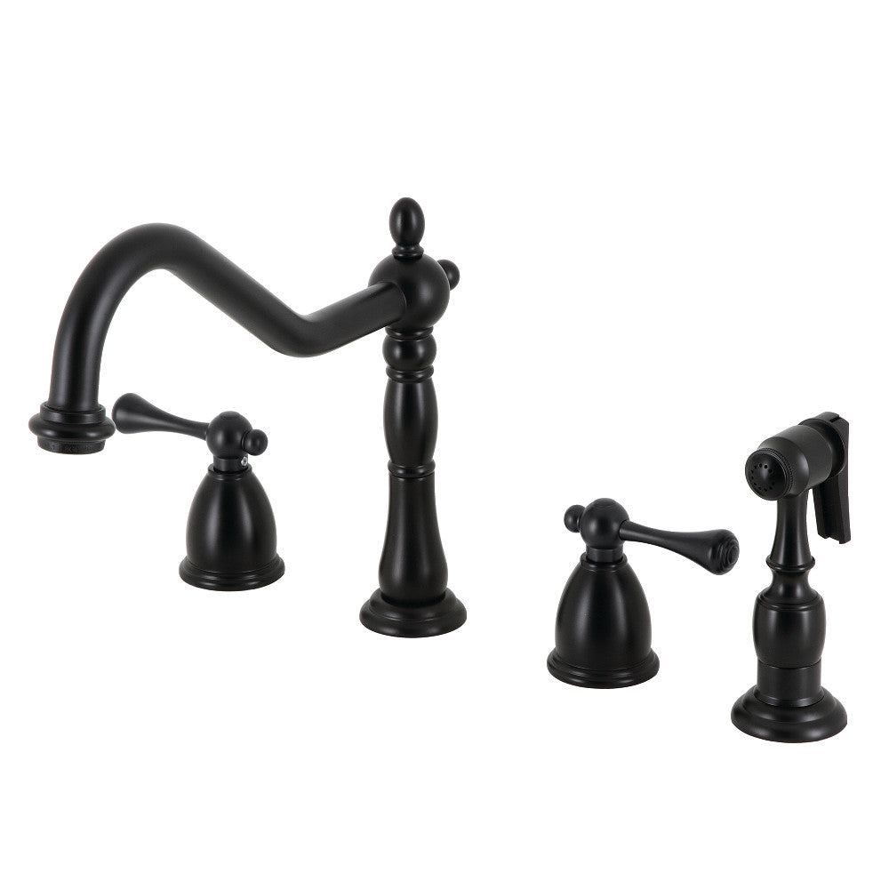 Heritage Widespread Kitchen Faucet in Matte Black