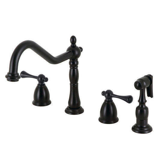 Heritage Widespread Kitchen Faucet in Matte Black