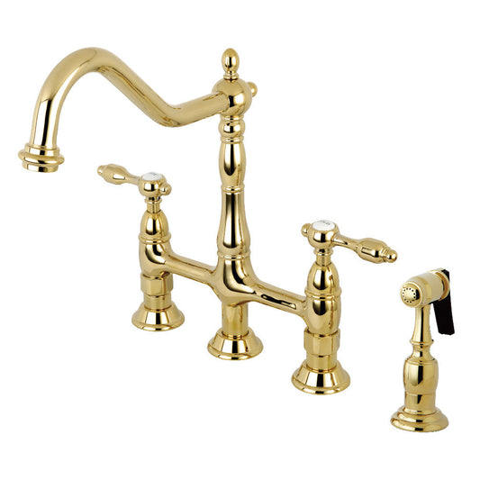 Tudor Bridge Kitchen Faucet in Polished Brass