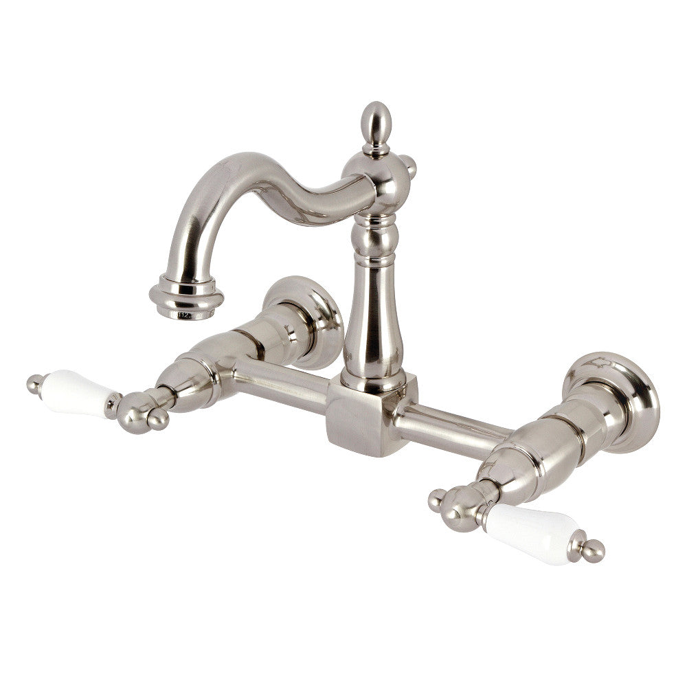 Heritage Wall Mount Kitchen Faucet in Brushed Nickel