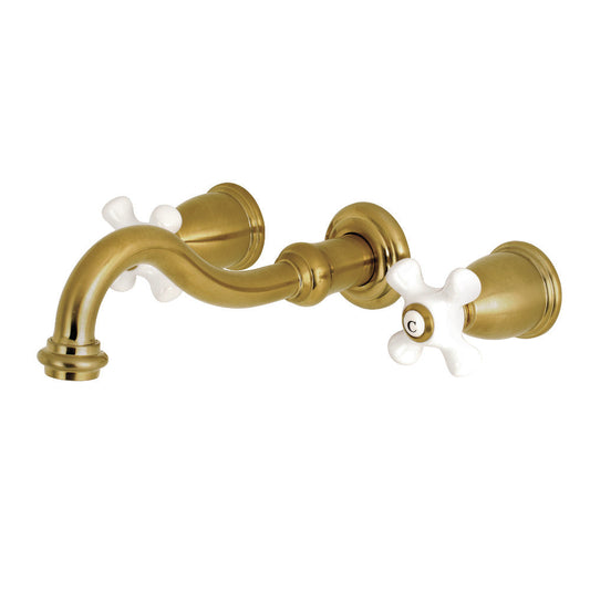 Vintage Wall-Mount Bathroom Faucet in Brushed Brass
