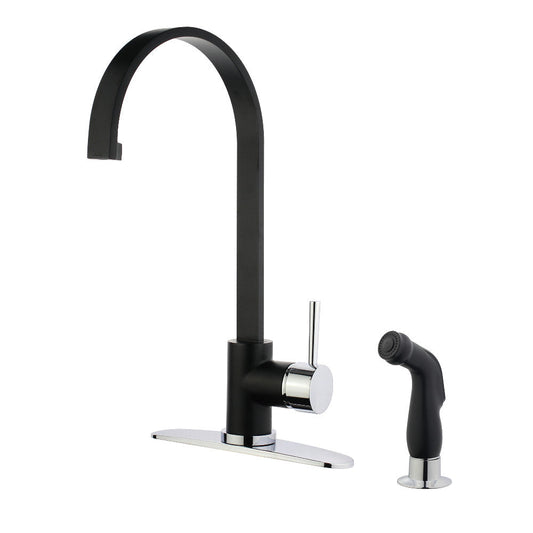 Concord One Handle Kitchen Faucet in Matte Black/Polished Chrome