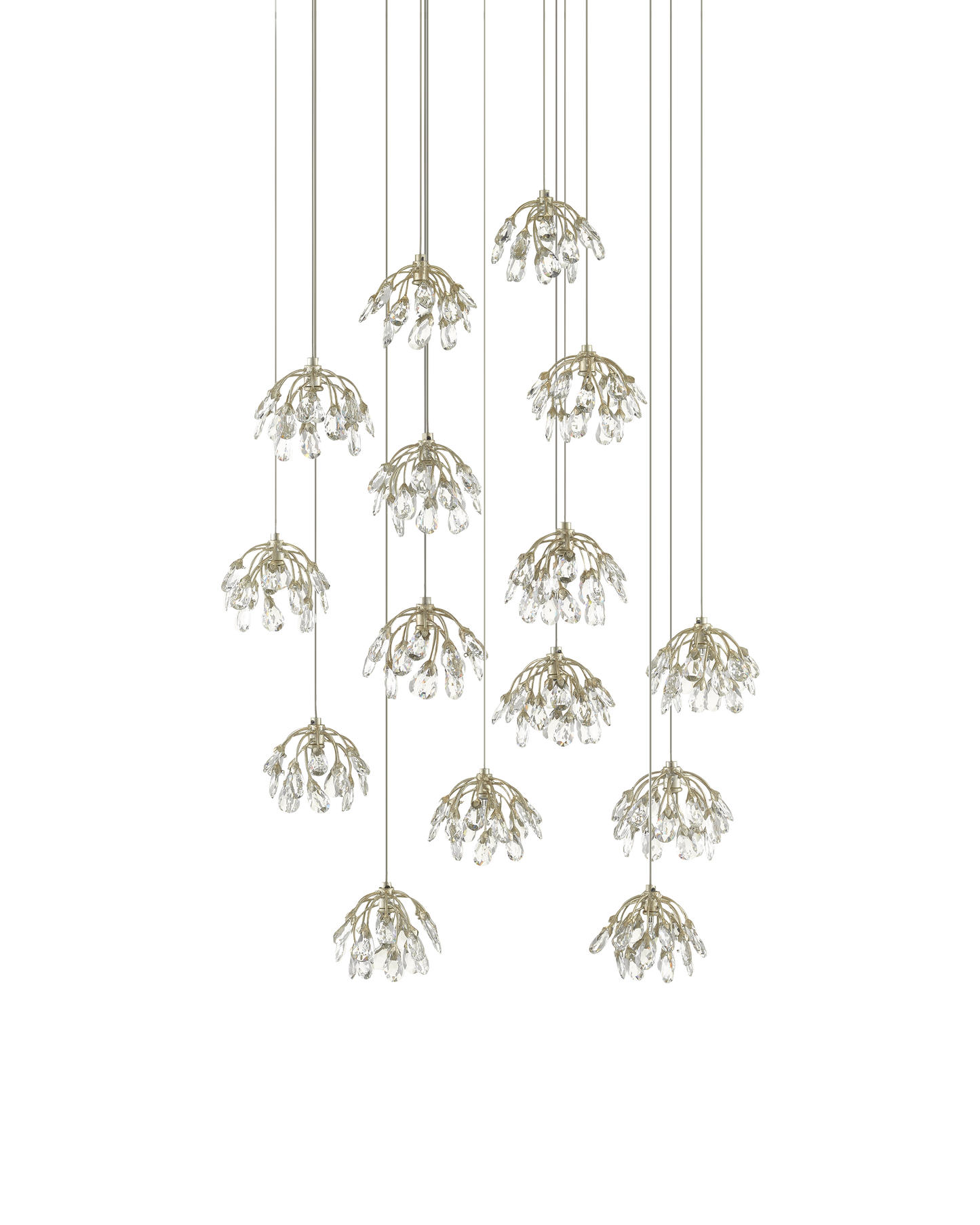 Crystal Bud 15-Light Round Multi-Drop Pendant