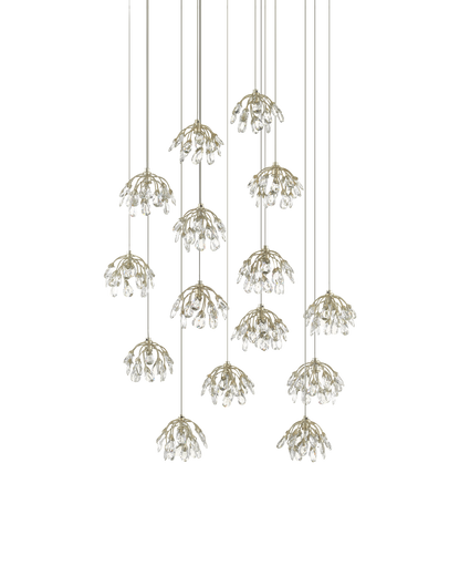 Crystal Bud 15-Light Round Multi-Drop Pendant
