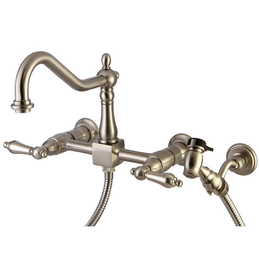Heritage Wall Mount Kitchen Faucet in Brushed Nickel