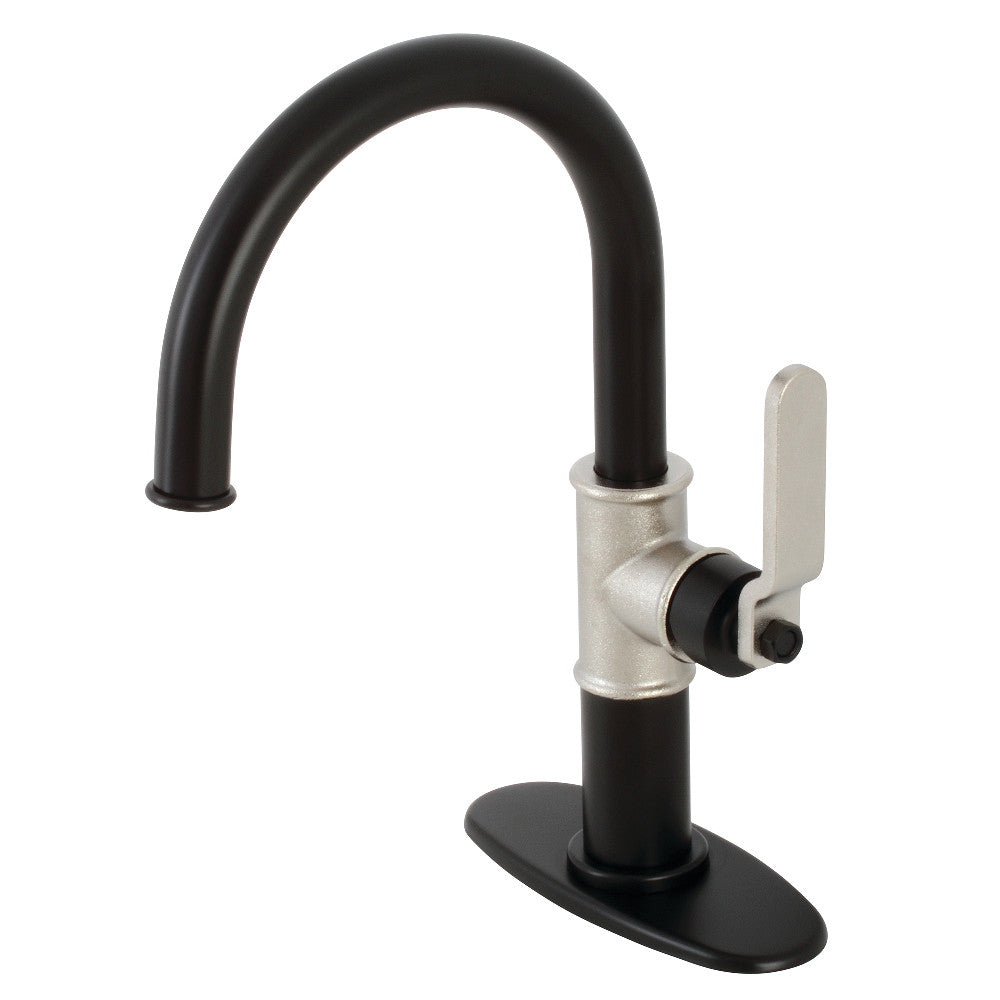 Whitaker Single-Hole Bathroom Faucet in Matte Black/Polished Nickel