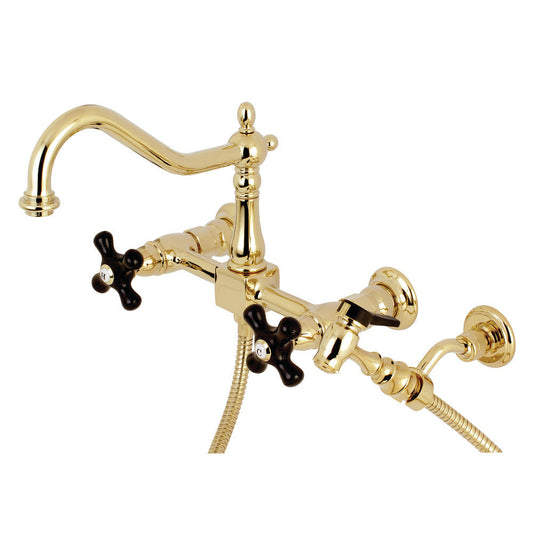 Duchess Wall Mount Kitchen Faucet in Polished Brass