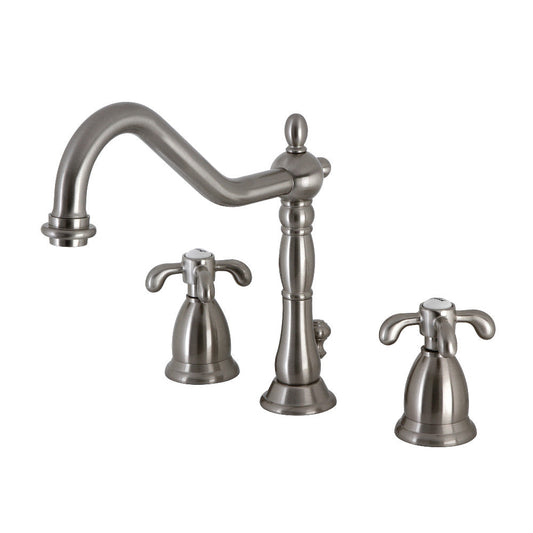 French Country Widespread Bathroom Faucet in Brushed Nickel