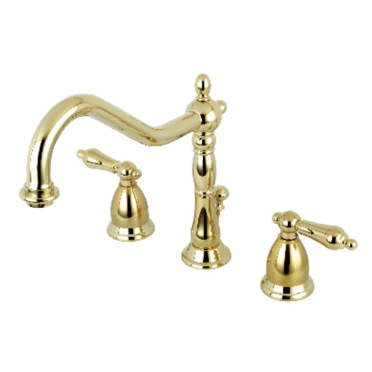 Heritage Widespread Bathroom Faucet in Polished Brass