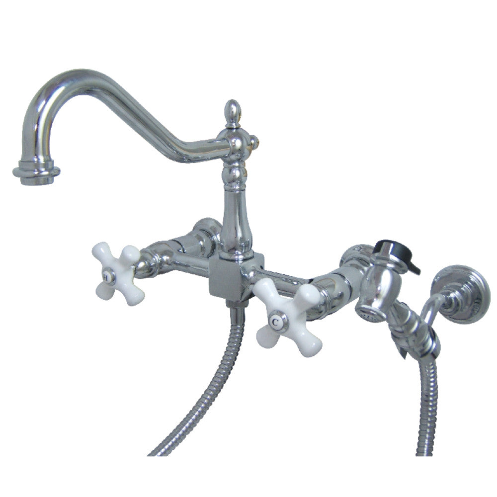 Heritage Wall Mount Kitchen Faucet in Polished Chrome