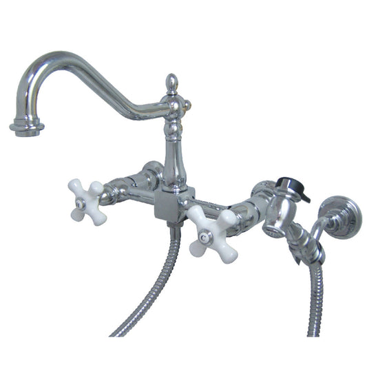Heritage Wall Mount Kitchen Faucet in Polished Chrome