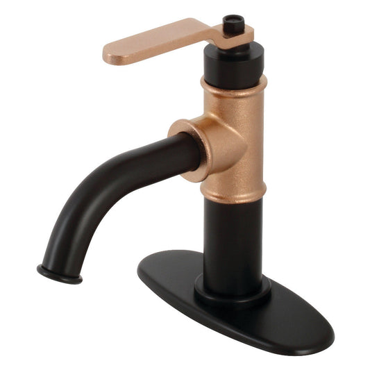 Whitaker Single-Hole Bathroom Faucet in Matte Black/Rose Gold