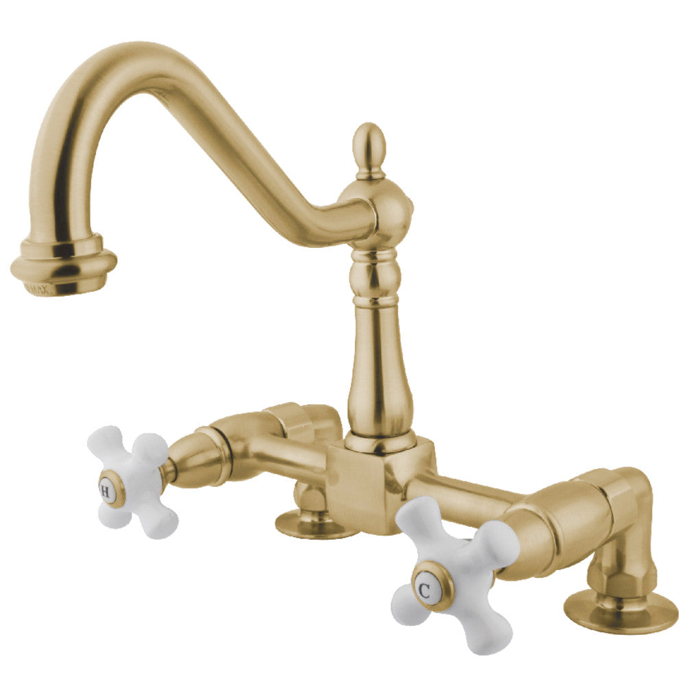 Heritage Bridge Kitchen Faucet in Polished Brass