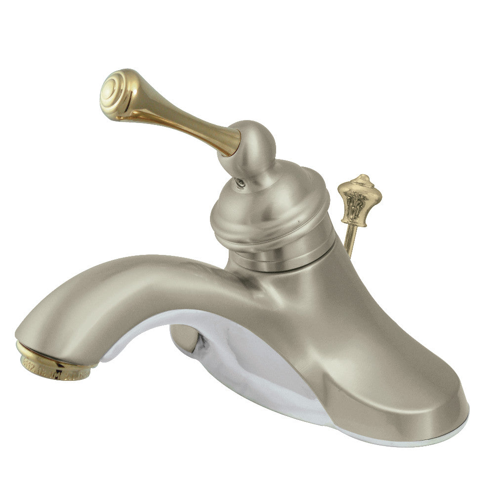 Vintage 4 Inch Centerset Bathroom Faucet in Brushed Nickel/Polished Brass