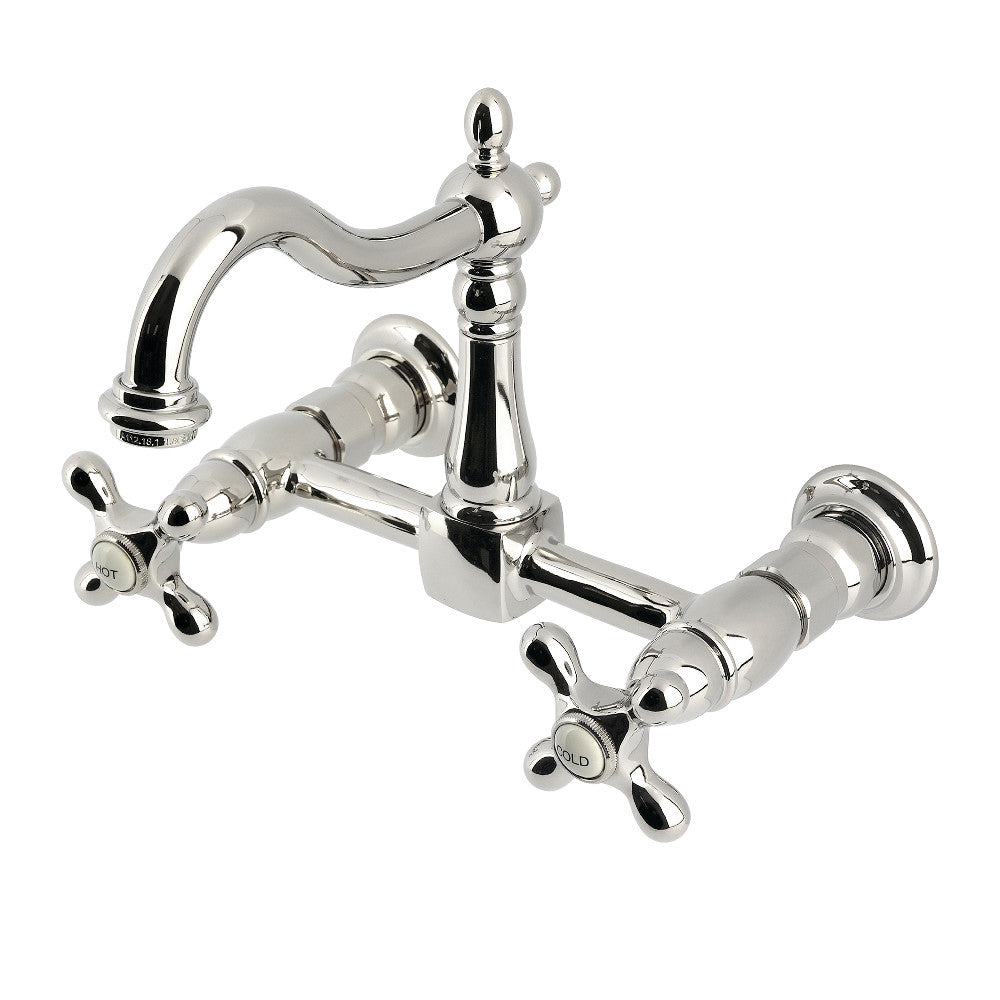 Heritage Wall Mount Kitchen Faucet in Polished Nickel