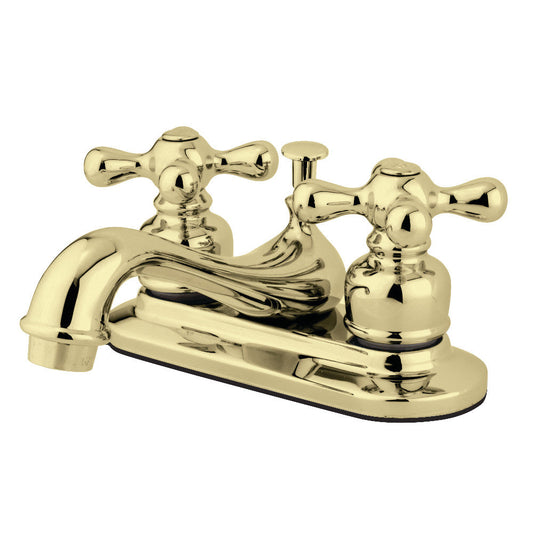 Restoration 4 Inch Centerset Bathroom Faucet in Polished Brass