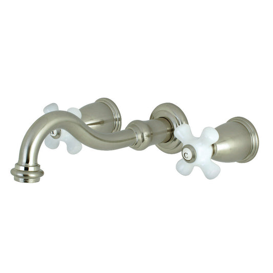 Vintage Wall-Mount Bathroom Faucet in Brushed Nickel