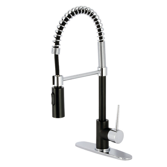 New York Pre-Rinse Kitchen Faucet in Matte Black/Polished Chrome