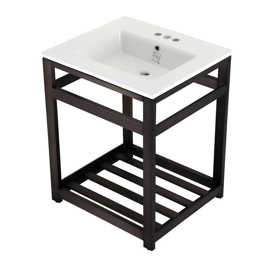 Quadras 25.19 Inch Console Sink in White