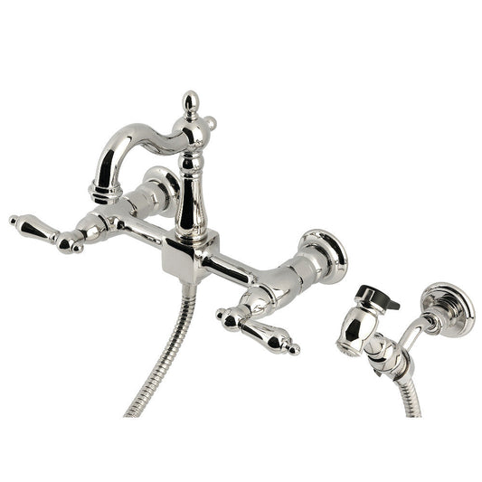 Heritage Wall Mount Kitchen Faucet in Polished Nickel