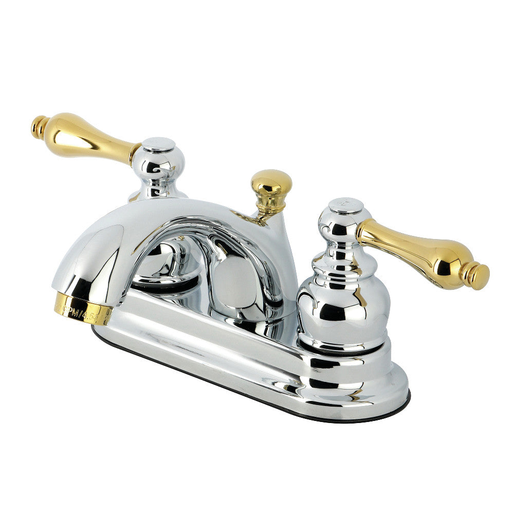 Vintage 4 Inch Centerset Bathroom Faucet in Polished Chrome/Polished Brass