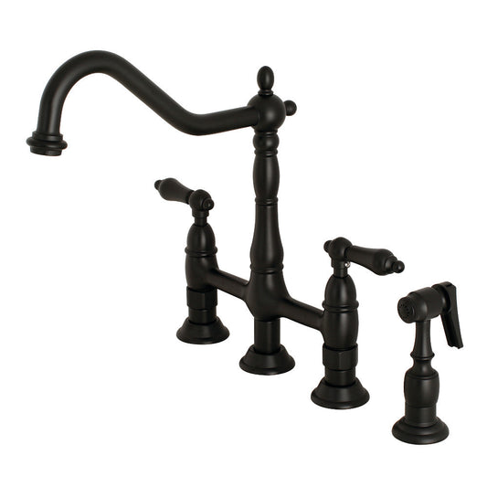 Heritage Bridge Kitchen Faucet in Matte Black