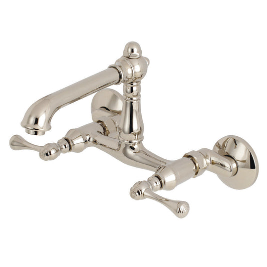 English Country Wall Mount Kitchen Faucet in Polished Nickel