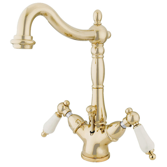 Heritage 4 Inch Centerset Bathroom Faucet in Polished Brass