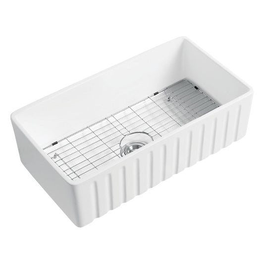 Kaolin 29.94 Inch Farmhouse Kitchen Sink in White