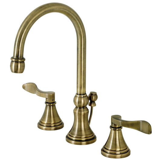NuFrench Widespread Bathroom Faucet in Antique Brass
