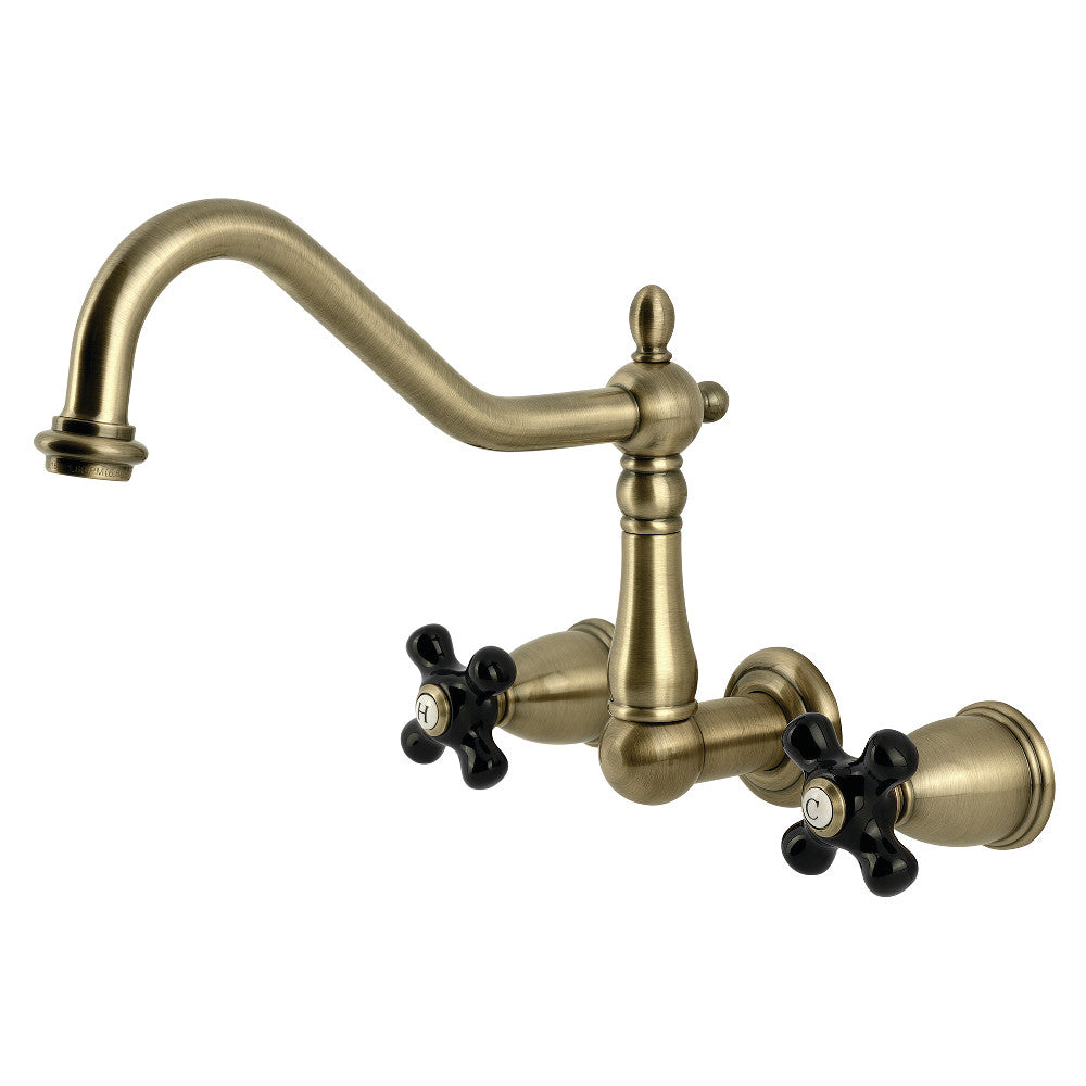 Duchess Wall Mount Kitchen Faucet in Antique Brass
