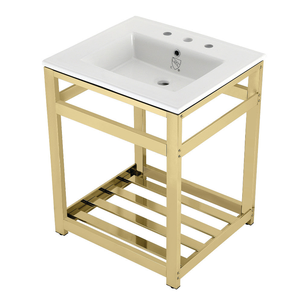 Quadras 25.19 Inch Console Sink in White