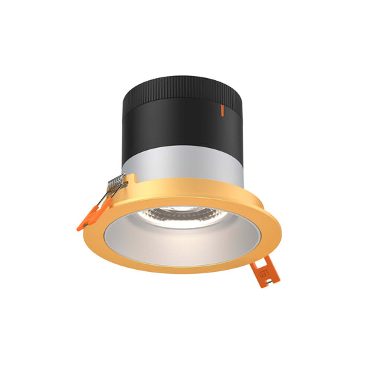 4in Modular Downlight, 5CCT, 20 degree Beam Angle, Regressed, Alzak, Gold Trim