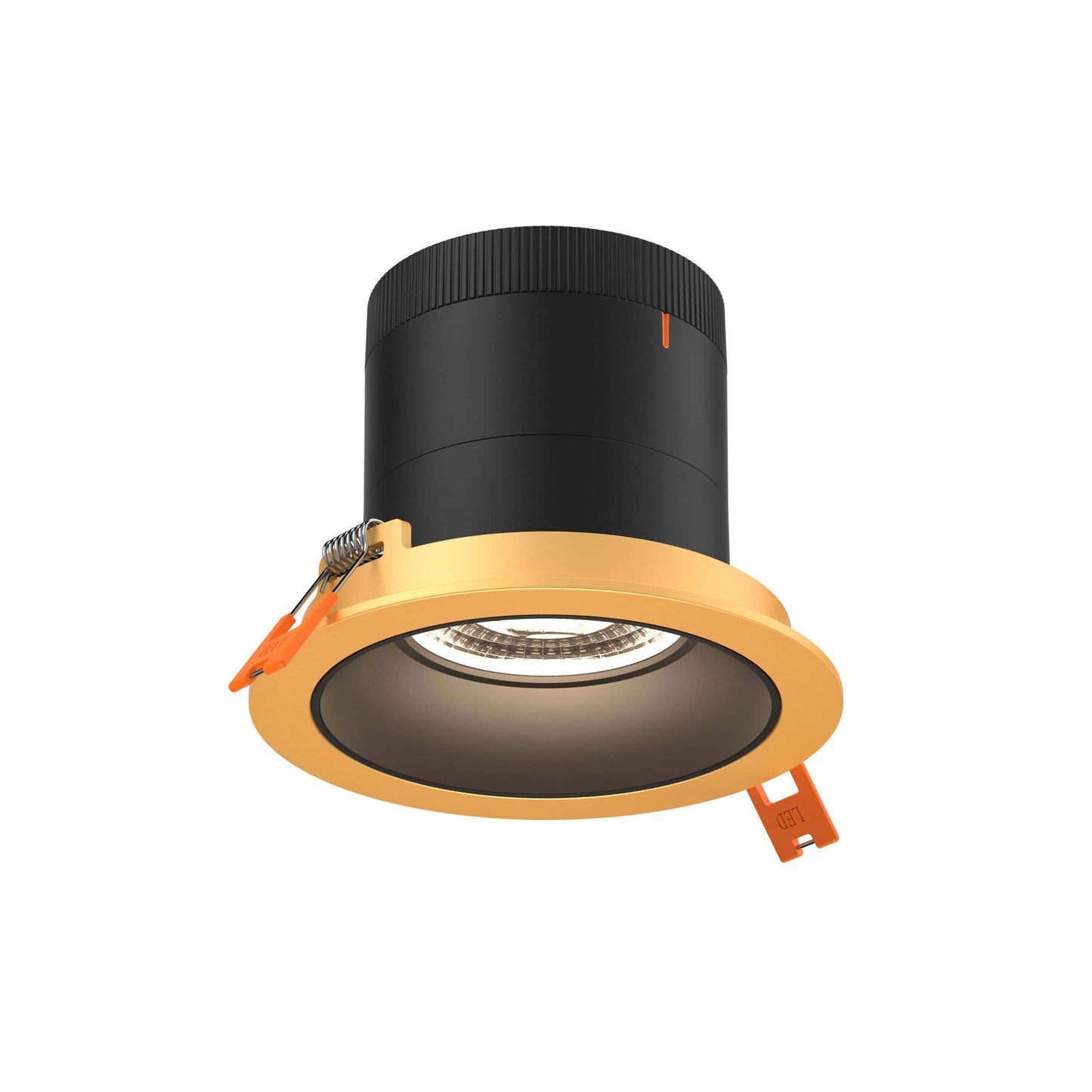 4in Modular Downlight, 5CCT, 60 degree Beam Angle, Regressed, Black, Gold Trim