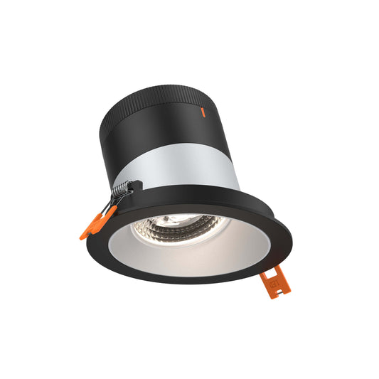 4in Modular Downlight, 5CCT, 20 degree Beam Angle, Slope Ceiling, Alzak, Black Trim