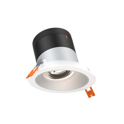 4in Modular Downlight, 5CCT, 60 degree Beam Angle, Slope Ceiling, Alzak, White Trim