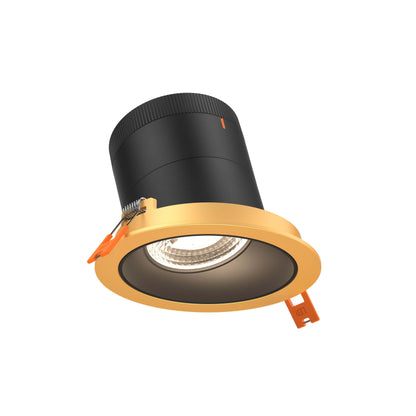4in Modular Downlight, 5CCT, 20 degree Beam Angle, Slope Ceiling, Black, Gold Trim