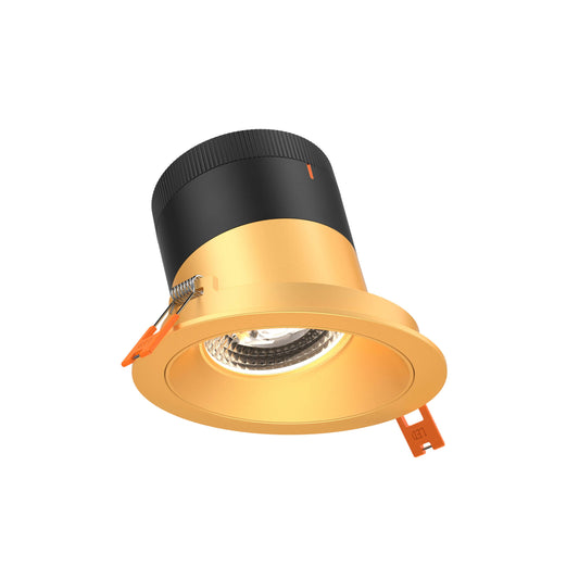4in Modular Downlight, 5CCT, 60 degree Beam Angle, Slope Ceiling, Gold, Gold Trim